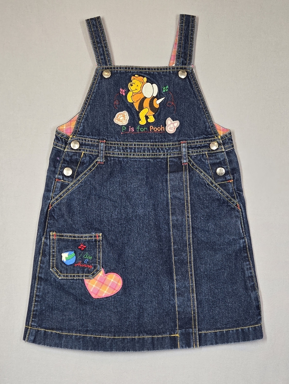 Vintage Disney’s Winnie the Pooh Denim Overall Dress Toddler Size 110/4T